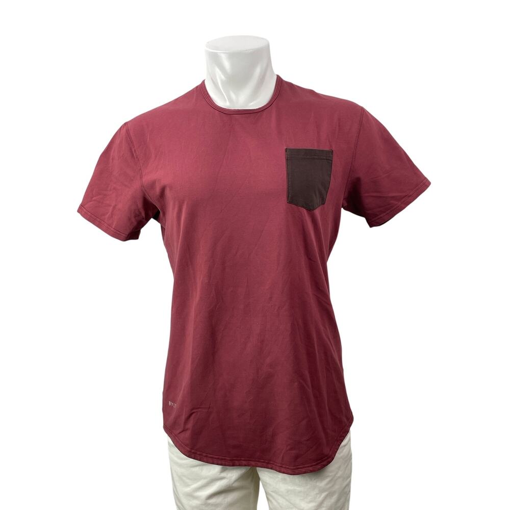 BYLT Basics Men's Red Maroon Short Sleeves Pocket Drop Cut Tee T-shirt Top Sz M